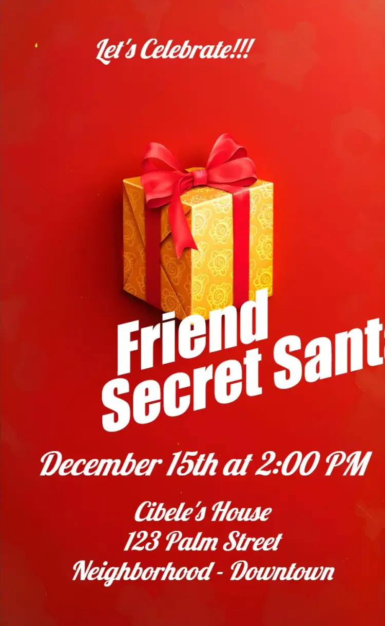Invitation Secret Friend Year – Commemorative Dates theme festive, colorful, modern, cheerful, tropical, minimalist