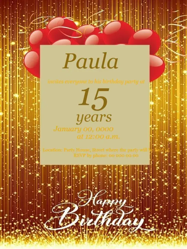 15th Birthday To Edit New Year invitation