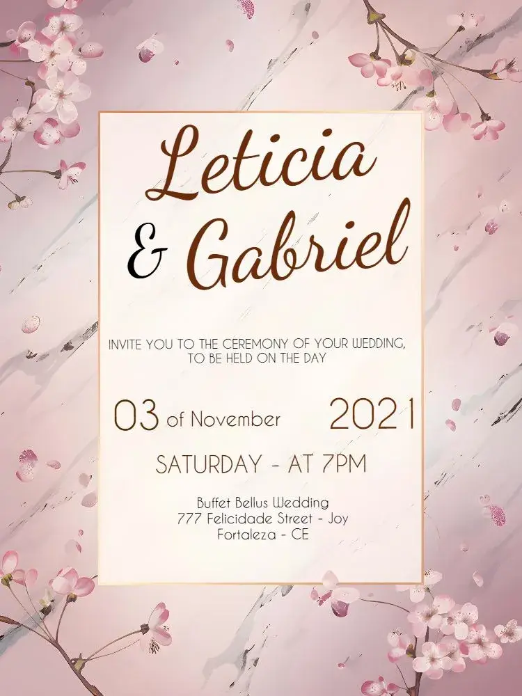 Pink Floral Wedding invitation