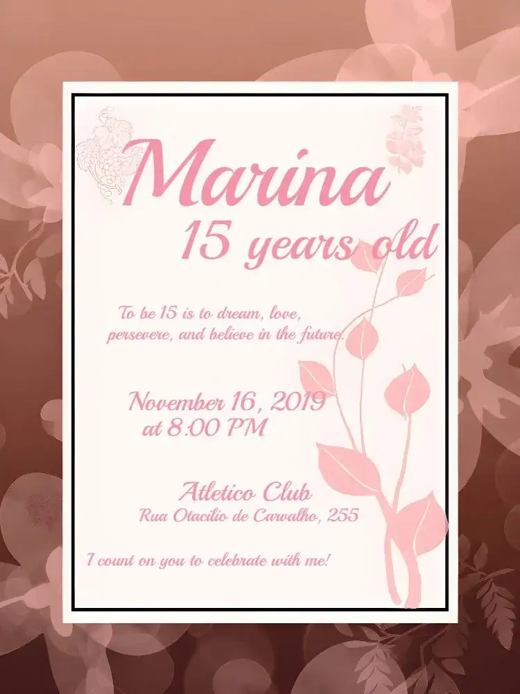 Invitation De 15 Anos - Rose Pink Foliage – Sweet 15 theme rosé, pink, foliage, delicate, modern, elegant