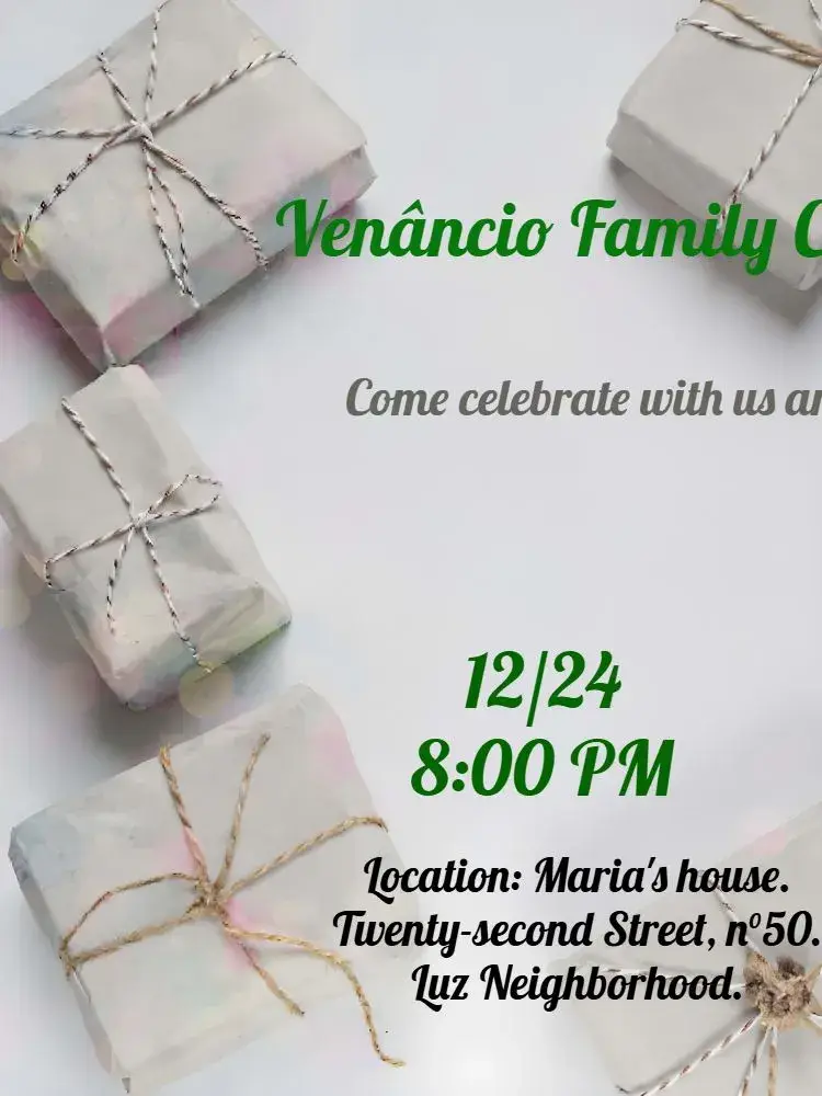 Family Green Christmas invitation