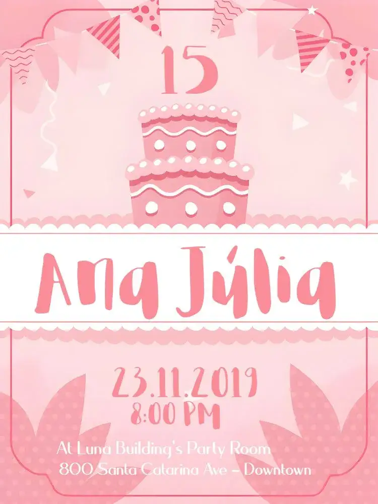 Invitation 15th Birthday In Classic Pink Tones – Bridal Shower theme shades of pink, elegant, modern, delicate, glitter