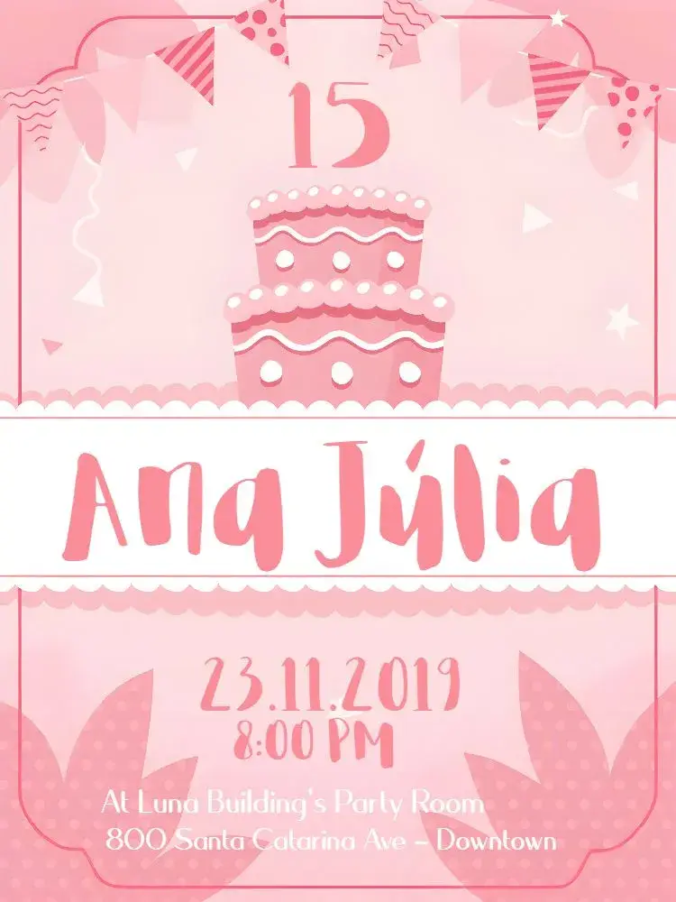 15th Birthday In Classic Pink Tones invitation