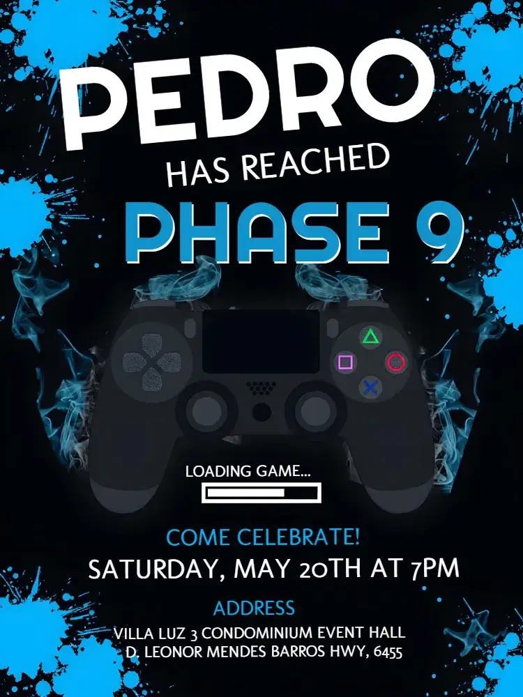 Invitation White Playstation 4 – Most searched for theme modern, technological, clean, fun, games, minimalist