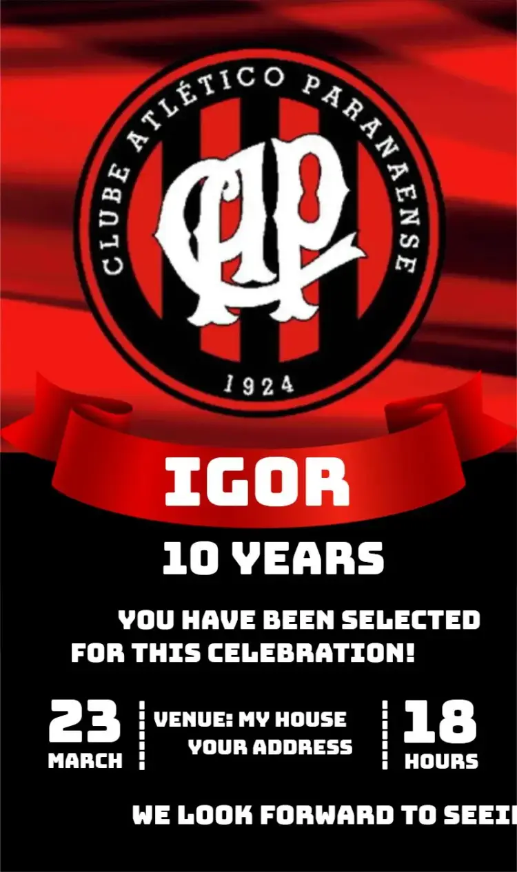 Invite Atlético Paranaense editable and customizable