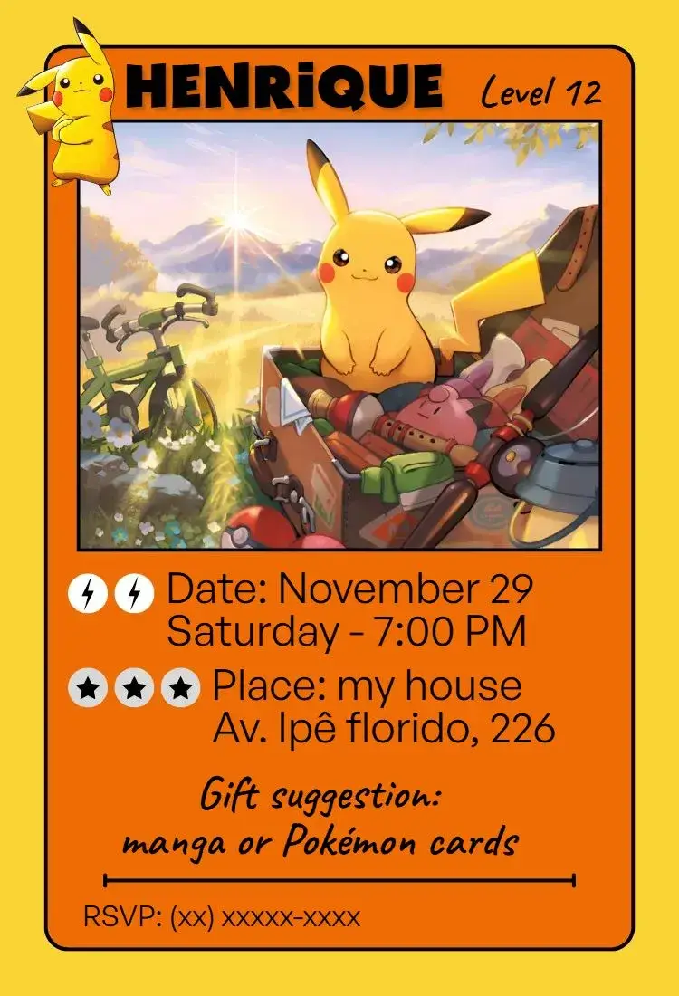 Pokémon Card Birthday invitation