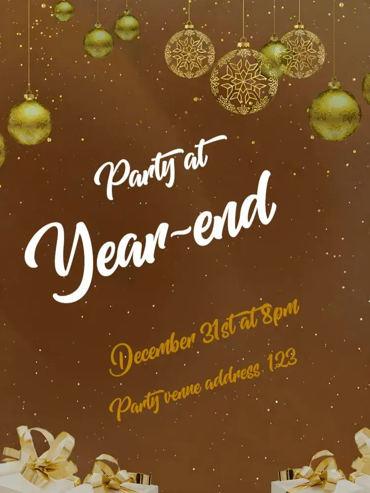 Invitation New Year's Eve – Commemorative Dates theme golden, blue, silver, festive, modern, celebration