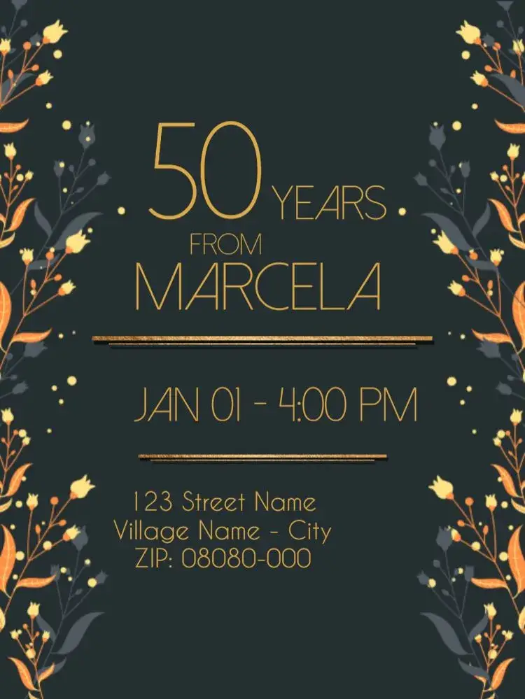 Virtual 50 Years Golden Flowers invitation