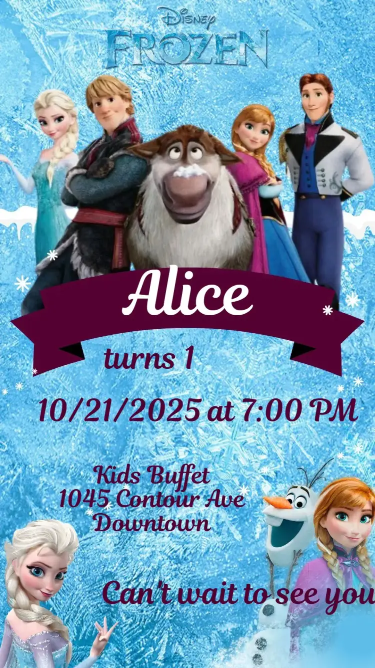 Invitation Frozen – Kids' Birthday Party theme magical, winter-themed, colorful, fun-filled, themed, fantasy-themed