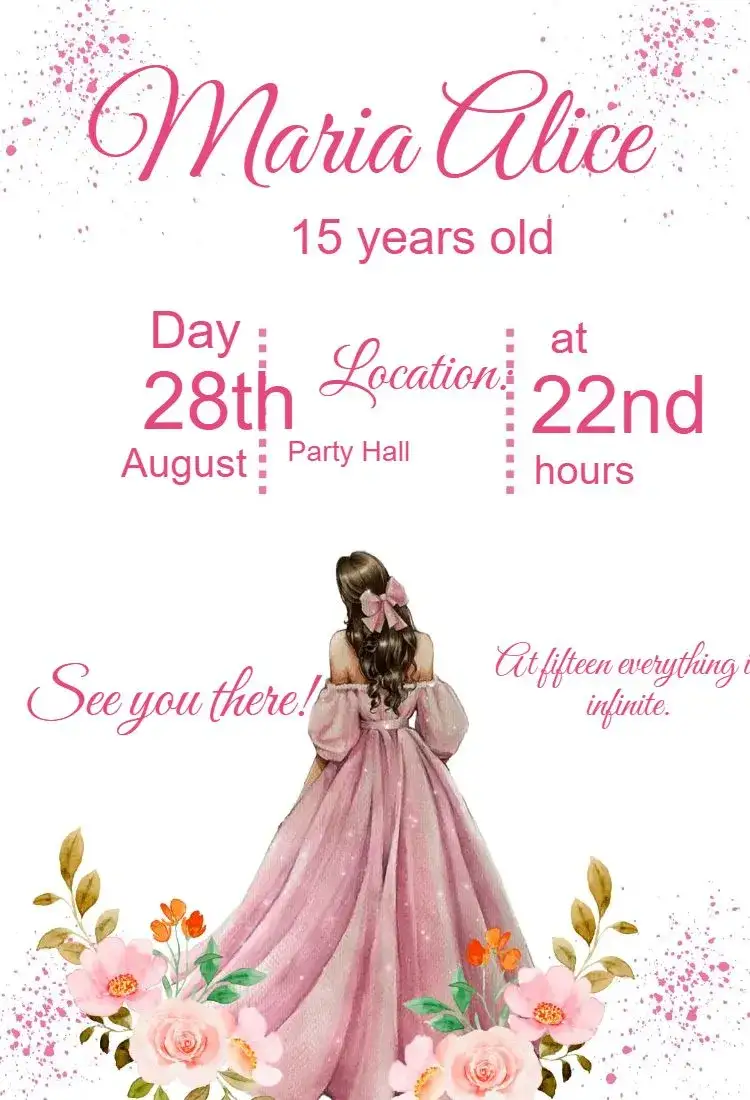 Invitation 15th Birthday Invitation – Sweet 15 theme pink, elegant, modern, floral, glamorous