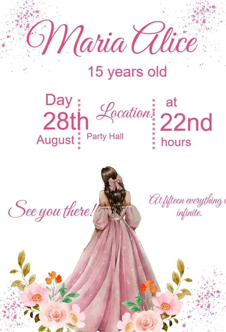 Invite 15th Birthday Invitation editable and customizable