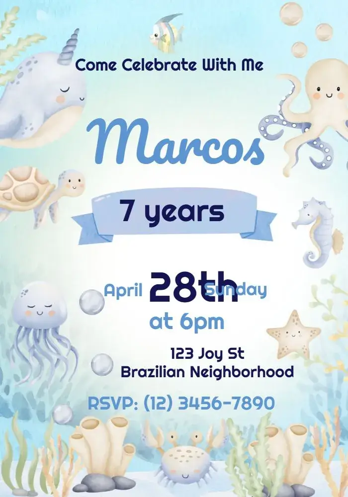Under the Sea Octopus invitation