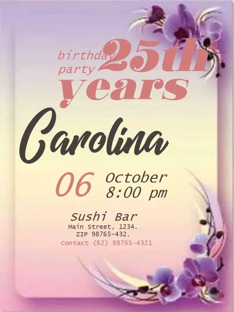 Invitation 25 Years Pink Roses To Edit Mystic – Sweet 15 theme pink, golden, mystical, fun, modern, elegant