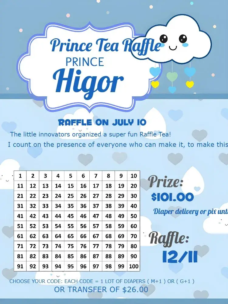 Tea Raffle Blessings Shower invitation