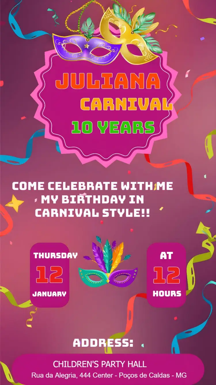 Carnival Bloquinho invitation