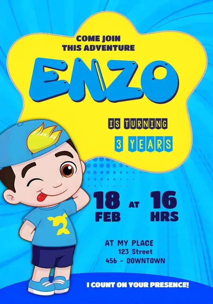 Invitation Luccas Neto Blue – Most searched for theme blue, colorful, fun, childish, themed, playful