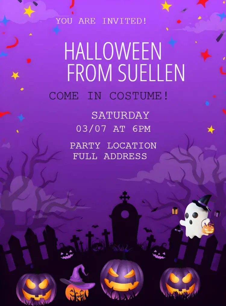 Invitation Black Halloween – Commemorative Dates theme dark, mysterious, fun, themed, fantasy, nightly