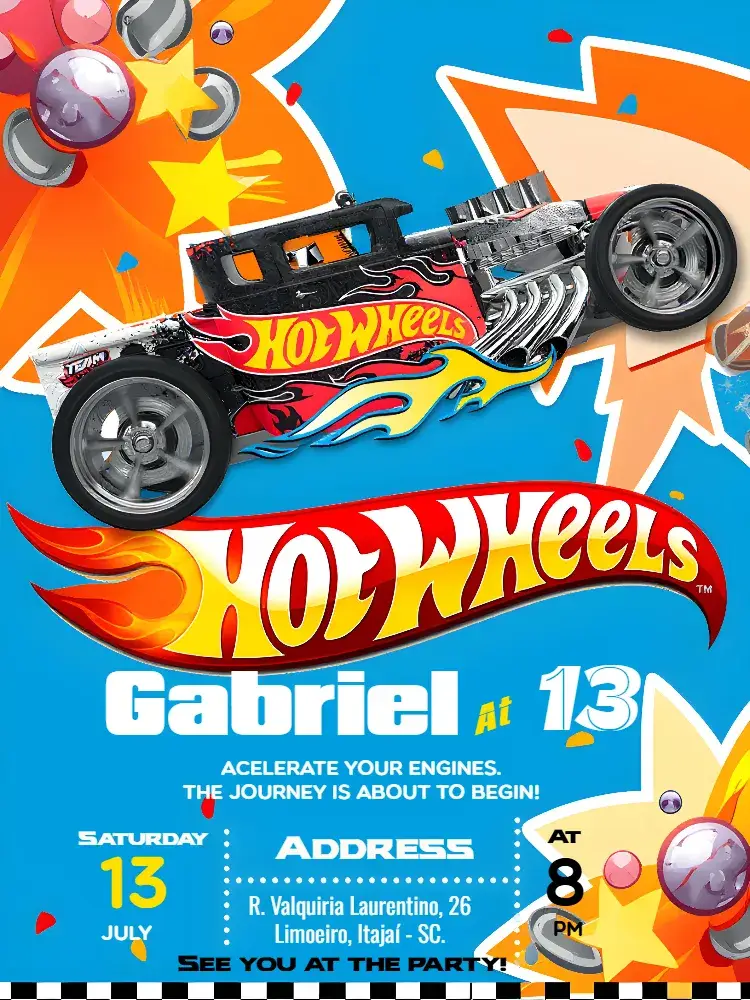 Hot Wheels Car invitation