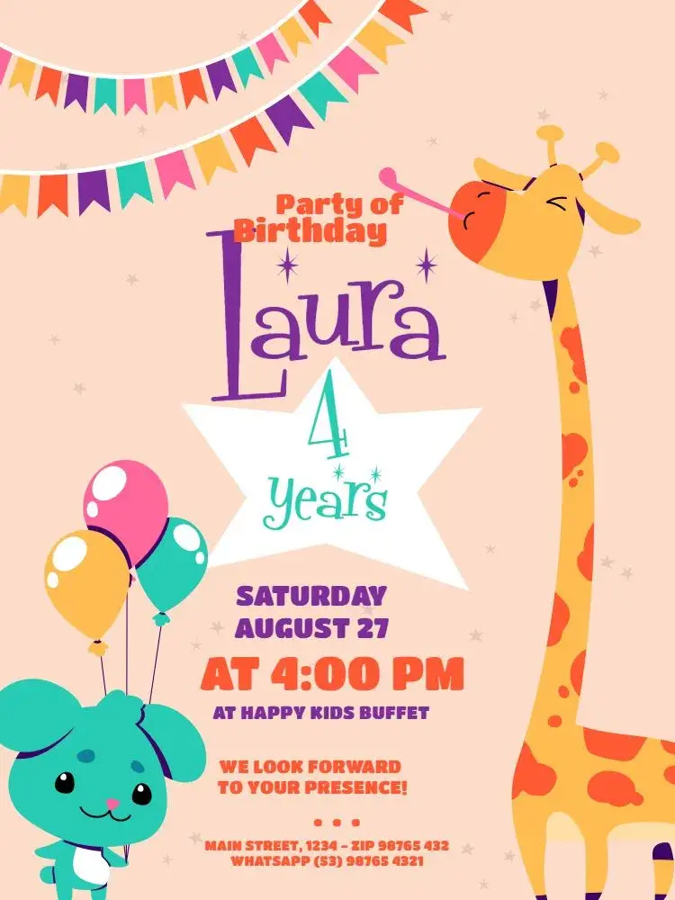 4 Years Orange Flag invitation