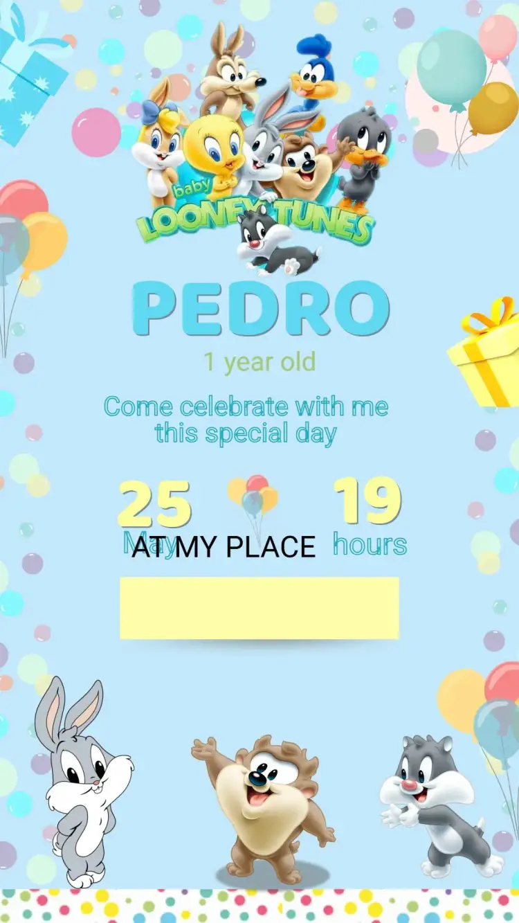 Baby Looney Tunes Birthday Invitation