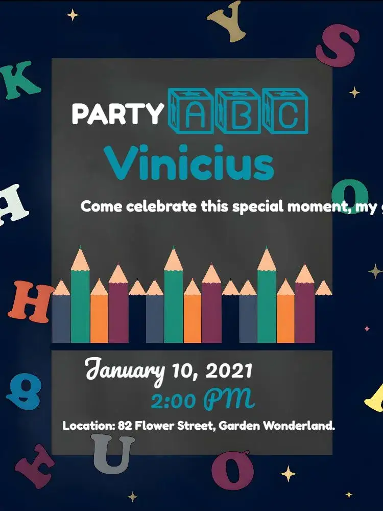 Invitation Children's Graduation Party Abc – Graduation theme colorful, playful, modern, fun, educational