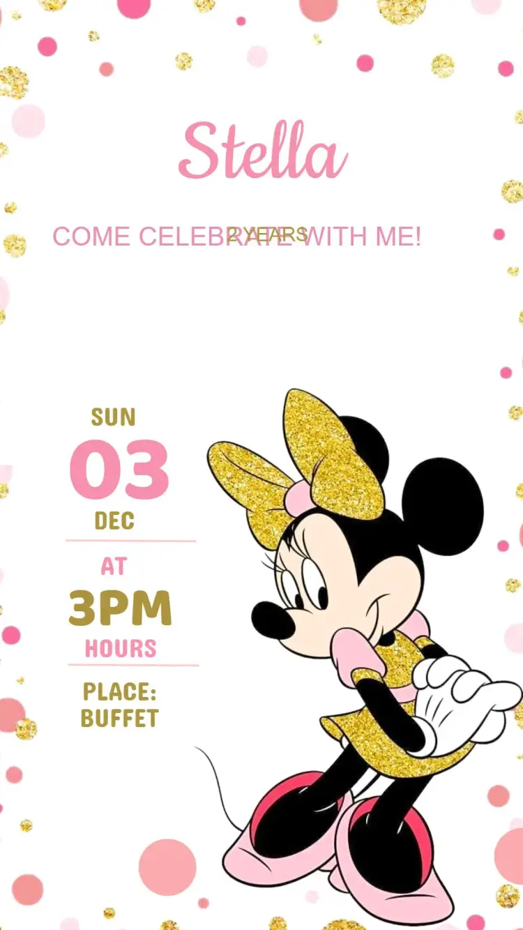Pink Minnie Birthday Invitation