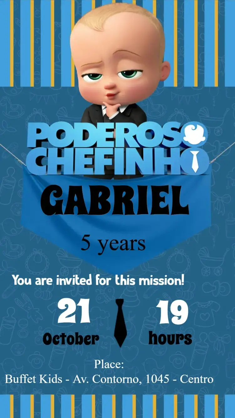 Invitation The Boss Baby – Kids' Birthday Party theme colorful, funny, playful, modern, childish