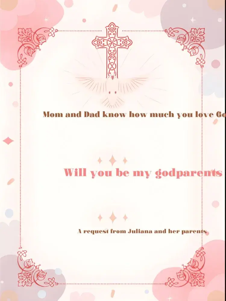 Brown Baptism Godparents invitation