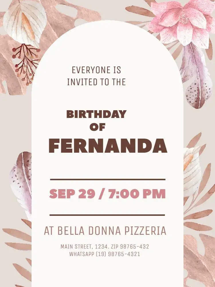 Invitation Adult Female Delicate Pink Floral – Kids' Birthday Party theme floral, delicate, pink, feminine, modern