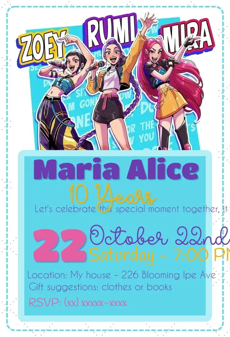 Invite Kpop Warriors Birthday Invitation editable and customizable
