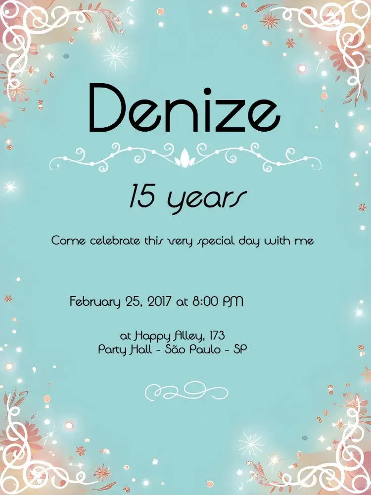 15 Years Tiffany Shine invitation