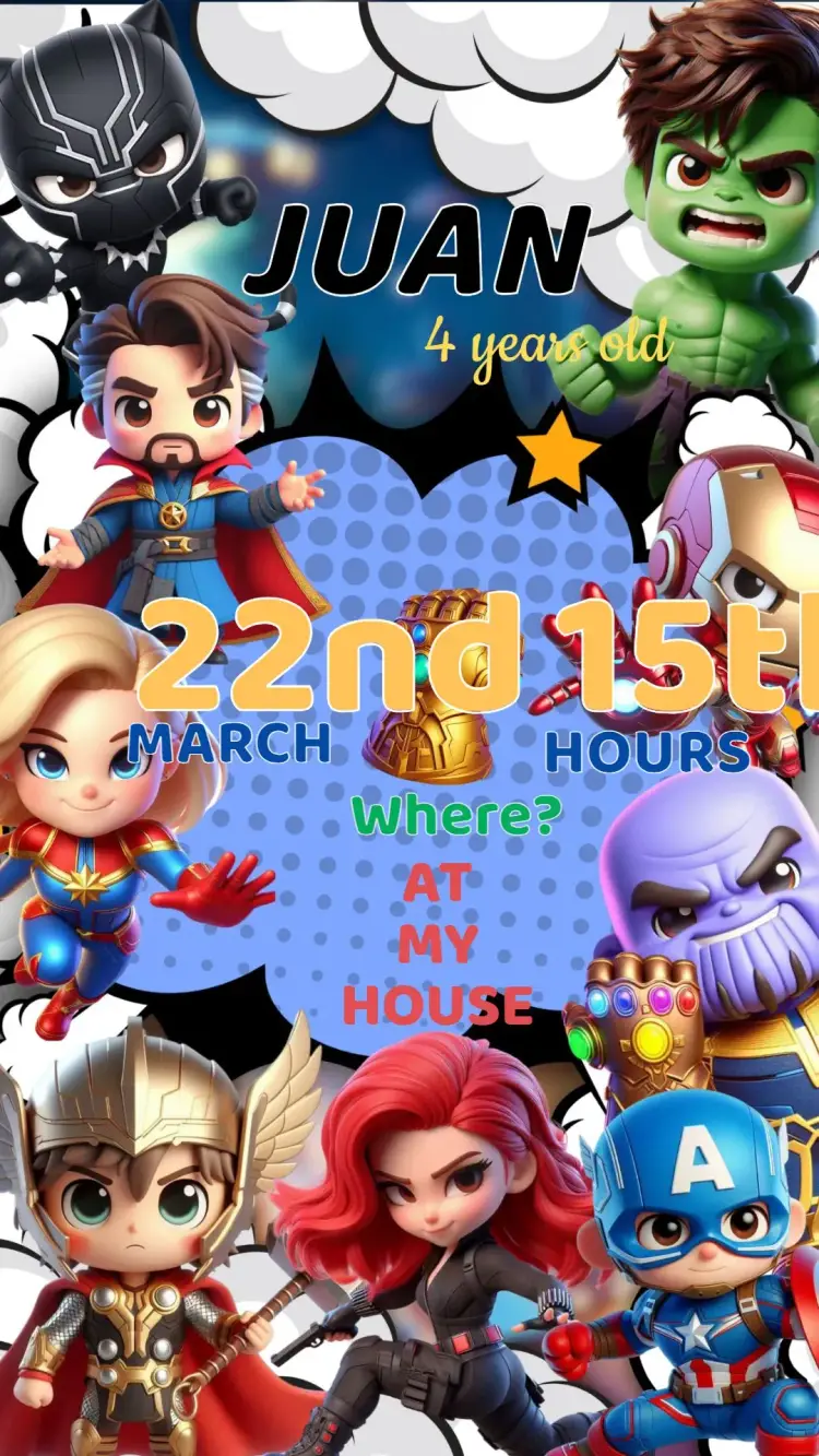 Super Heroes Birthday Invitation