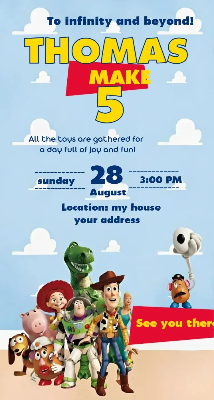Invite Toy Story 6 editable and customizable