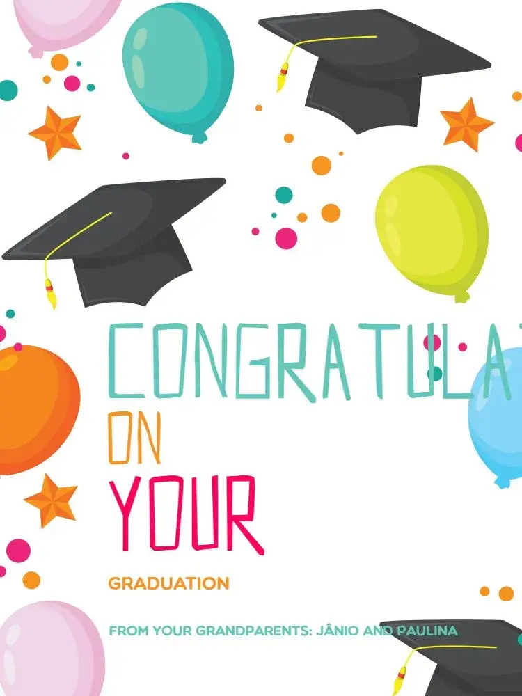 Congratulations Graduation Balloon Card invitation