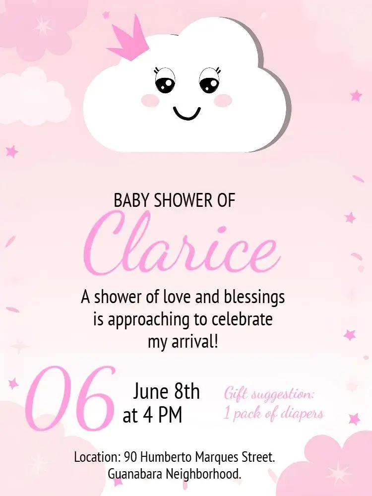 Shower of Love Diaper Tea Sky invitation