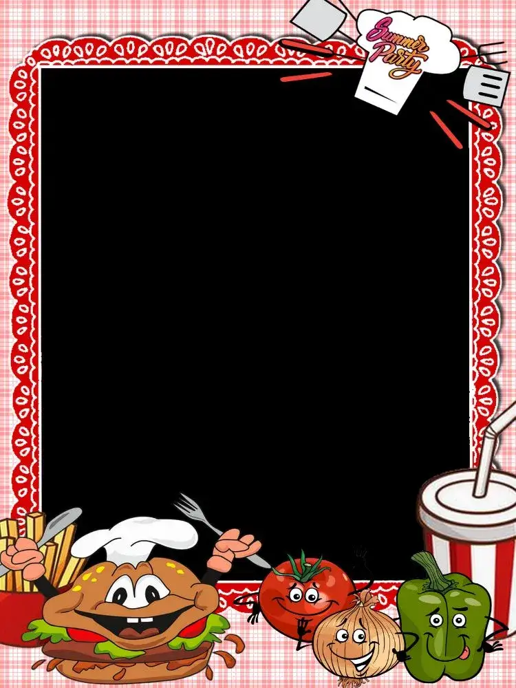 Invitation Barbecue Frame Vegetables Meat – Most searched for theme modern, colorful, natural, vibrant, rustic, relaxed
