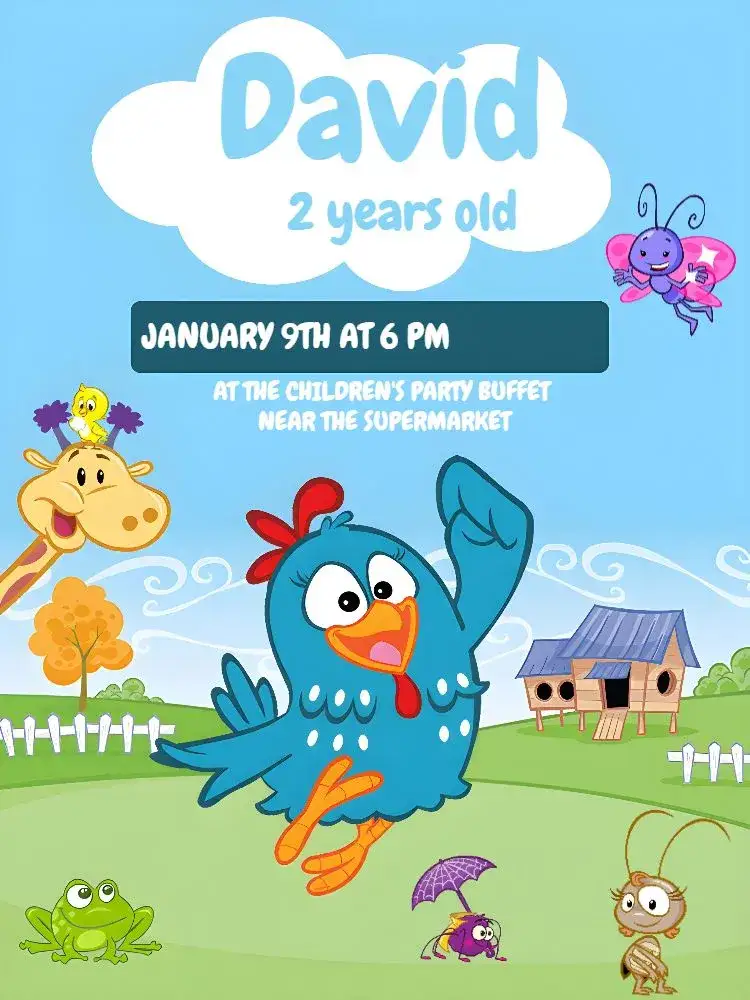 Invitation Little Chick Butterfly – Most searched for theme colorful, playful, childlike, fun-filled, themed, cheerful