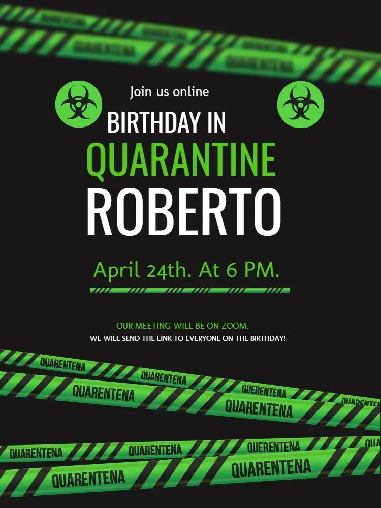 Virtual Quarantine Celebration Party invitation