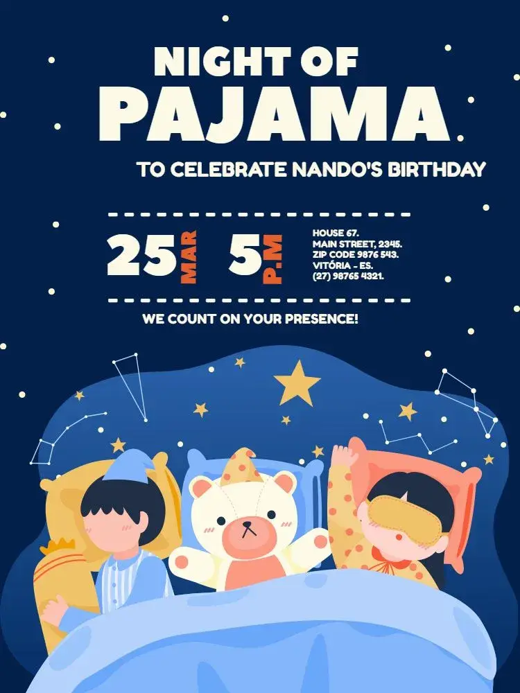 Pajama Toy Party invitation