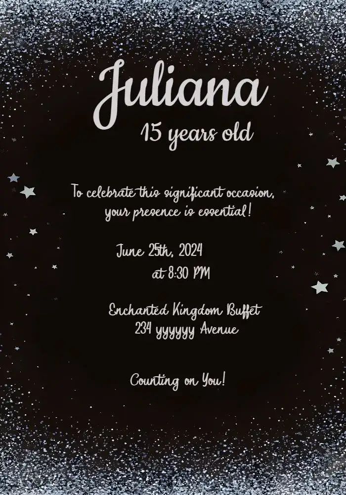 Invitation 15th Green Anniversary – Sweet 15 theme green, modern, elegant, vibrant, youthful