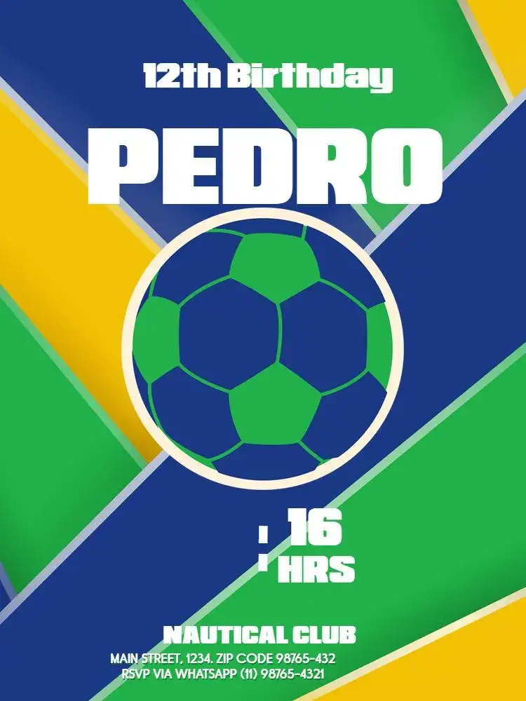 Invitation Green and Yellow Soccer Sports – Kids' Birthday Party theme soccer, colorful, sporty, modern, themed