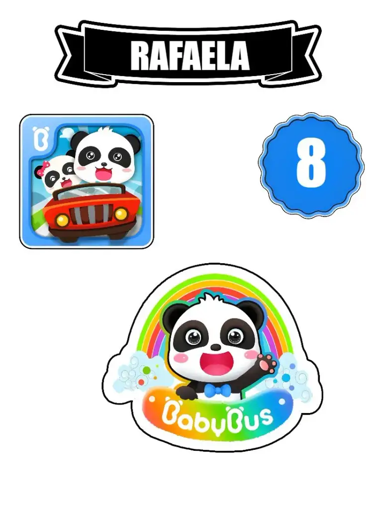 Invitation Top Babybus Panda Cake Topper – Cake topper theme children's, fun-filled, colorful, contemporary, themed
