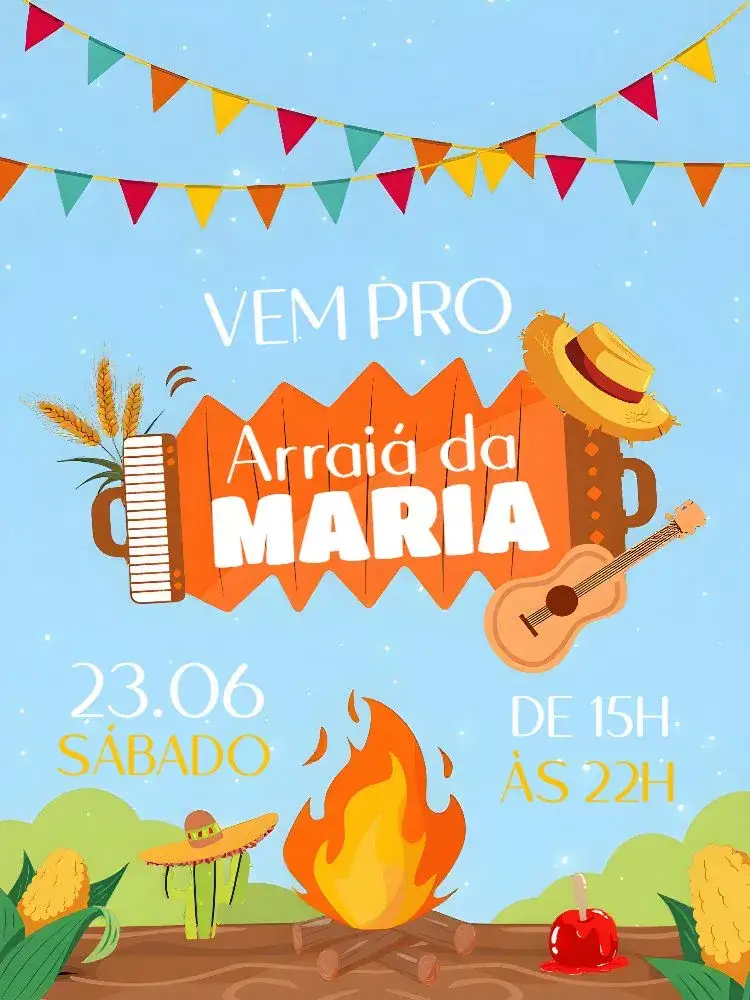 Invitation João's June Party – Commemorative Dates theme colorful, festive, traditional, vintage, rustic