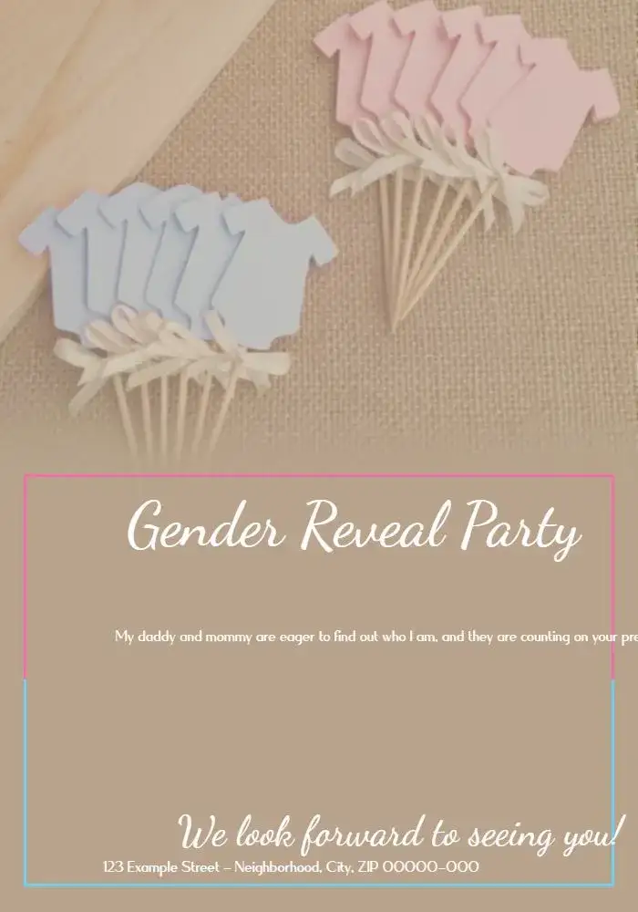 Invitation Baby Gender Reveal Party – Gender Reveal theme blue and pink, minimalist, modern, fun, colorful, delicate