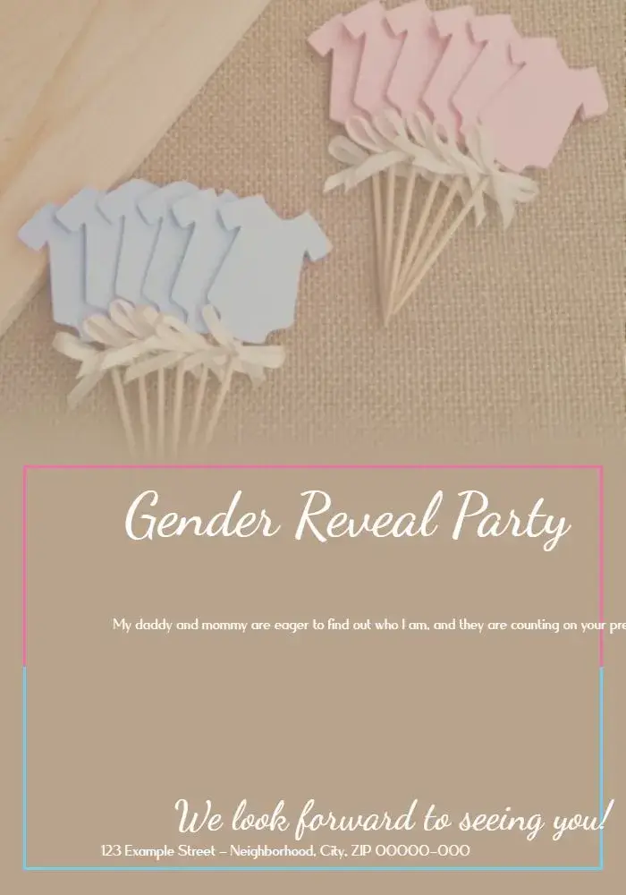 Invite Baby Gender Reveal Party editable and customizable