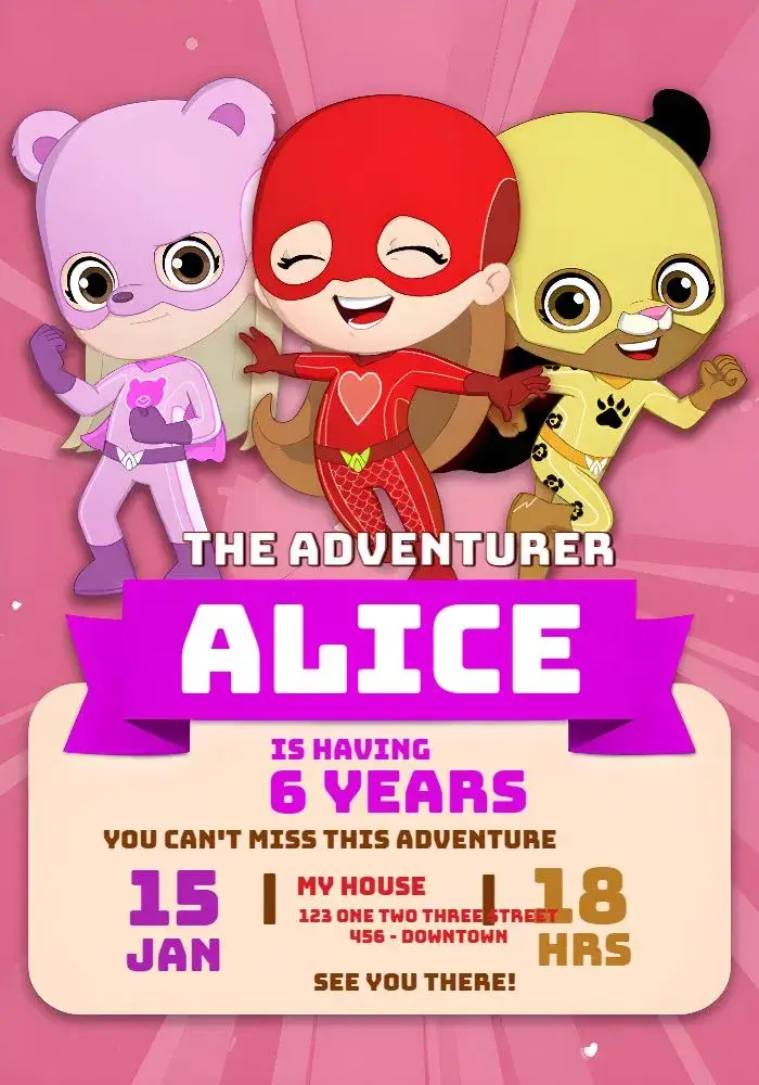 The Adventurous Girls Adventurer invitation