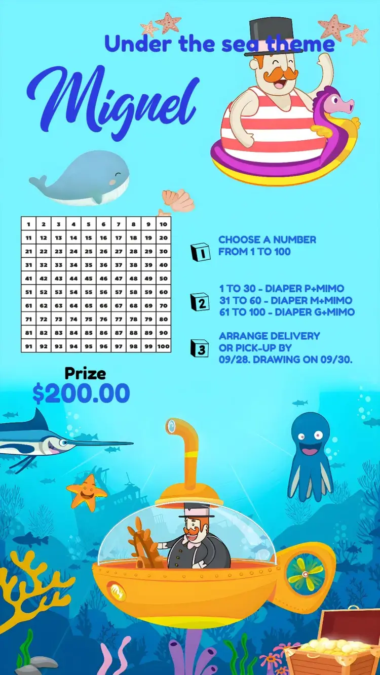 Tea Raffle Mundo Bita Deep Sea Card invitation