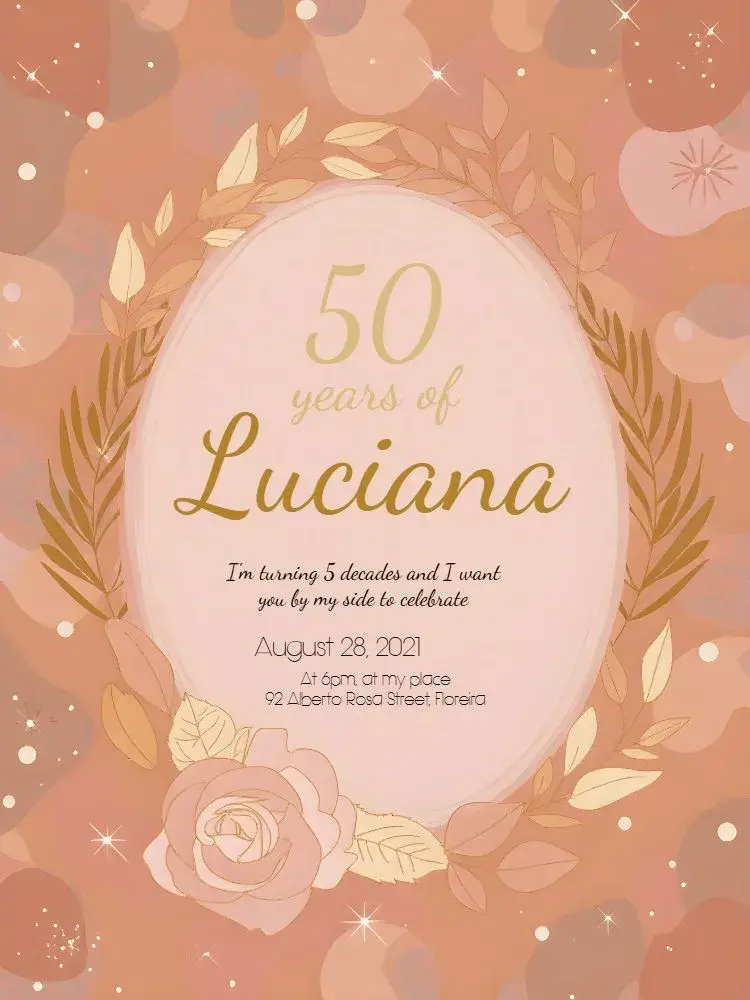 50 Years Floral Foliage invitation