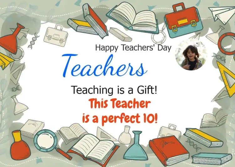 Invitation Teachers' Day Card With Student Photo – Commemorative Dates theme modern, colorful, cheerful, school-themed, fun, inspiring