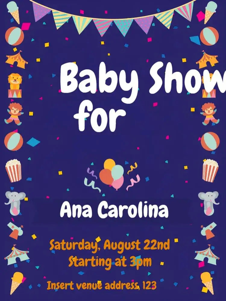 Vintage Blue Circus Baby Shower